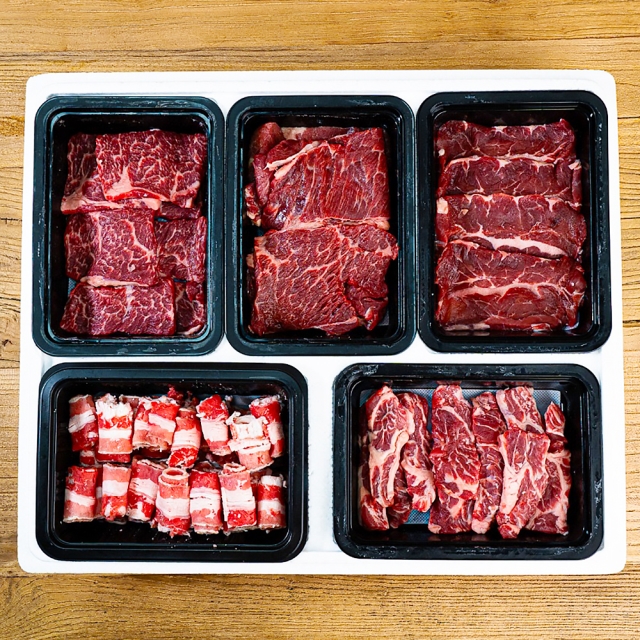 배터지는 소한마리 모듬 1.2kg (살치+갈비+부채+등심+우삼겹)
